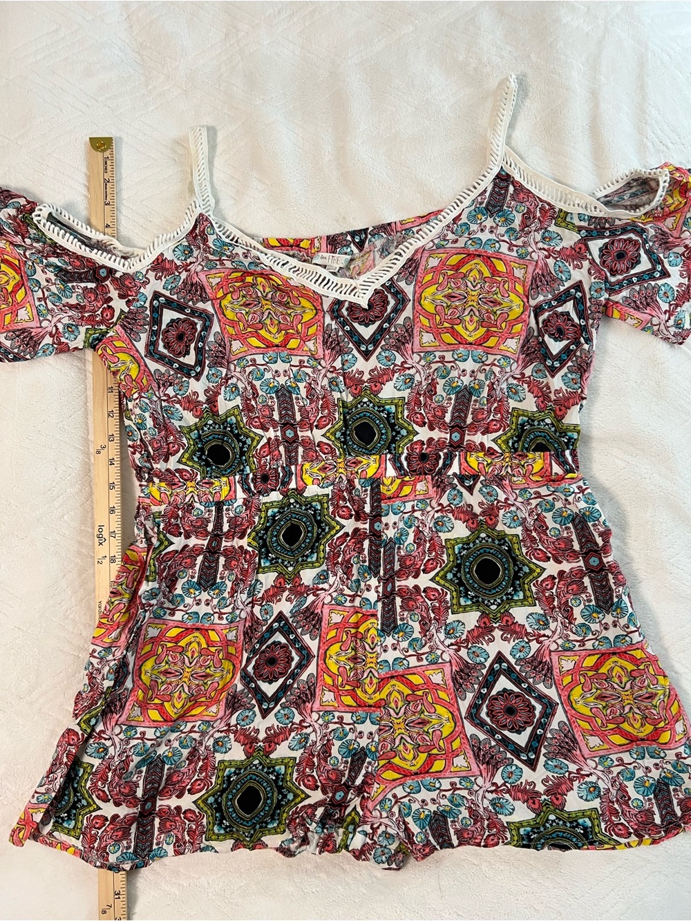 Love Fire Boho Cold-Shoulder Multicolor Romper